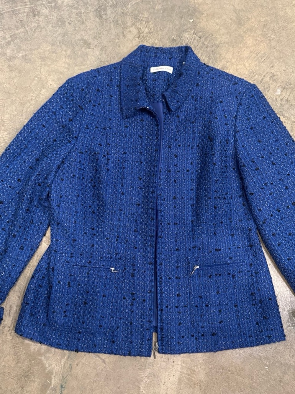 Coldwater Creek Royal Blue Tweed Zip Jacket